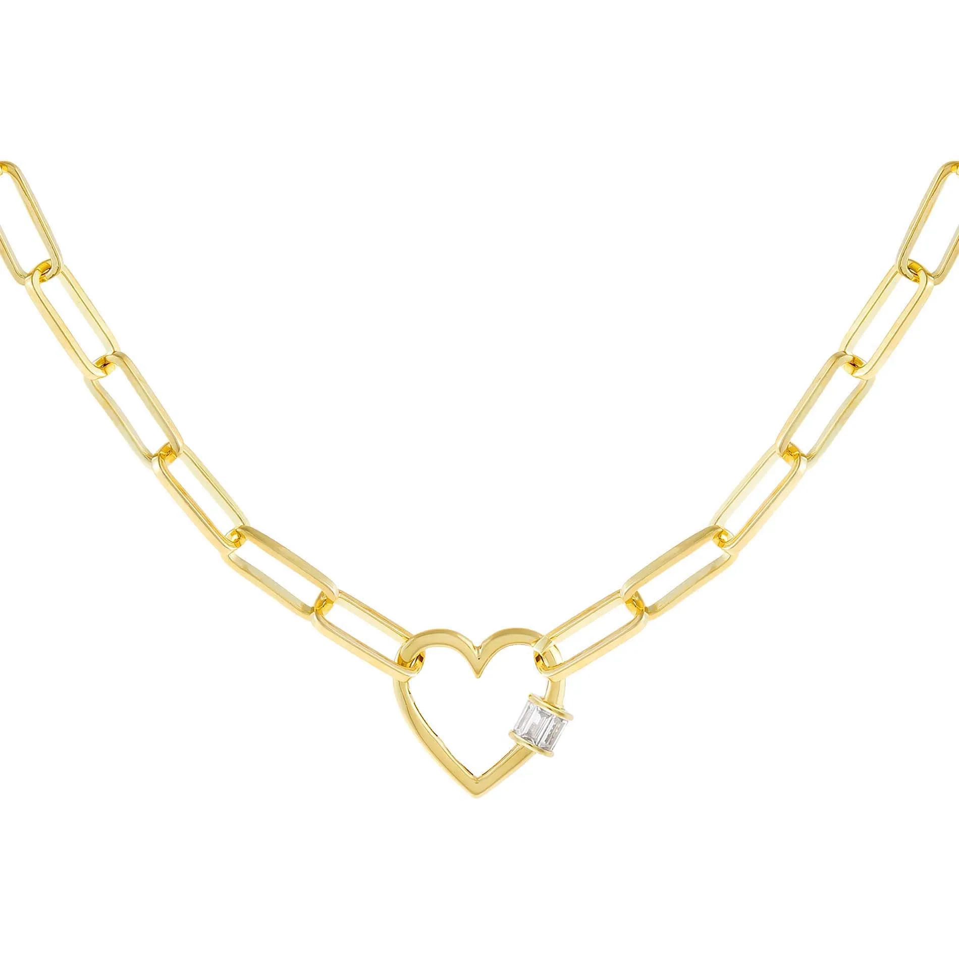 CZ Baguette Heart Toggle Link Necklace sold by Adina Eden's