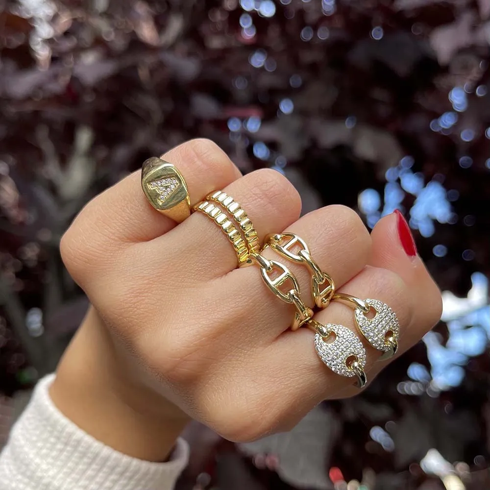 Large CZ Mariner Link Ring sold by Adina Eden's product image thumbnail 3