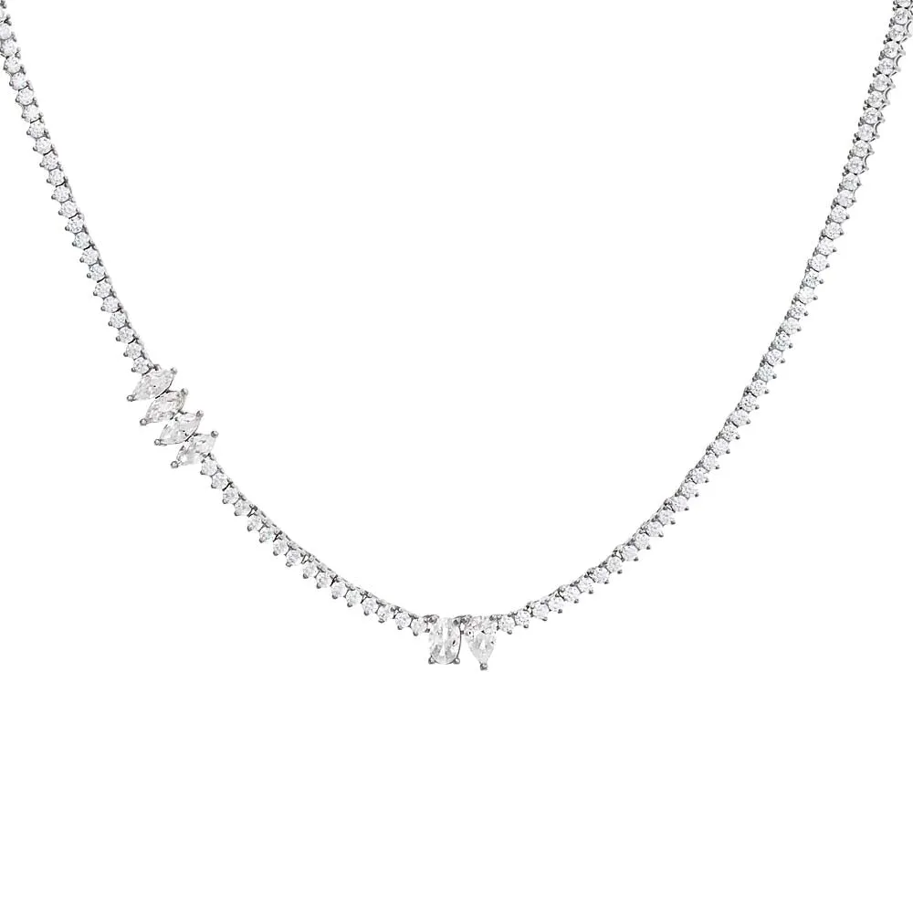 CZ Multi Stone Shape Thin Tennis Necklace sold by Adina Eden's product image thumbnail 2