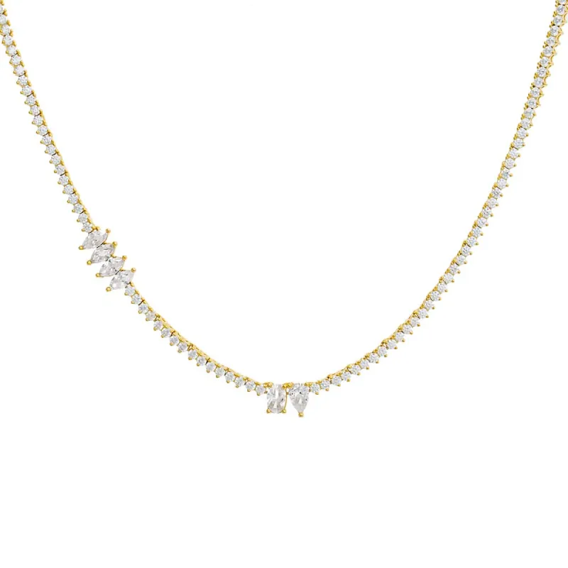 CZ Multi Stone Shape Thin Tennis Necklace sold by Adina Eden's