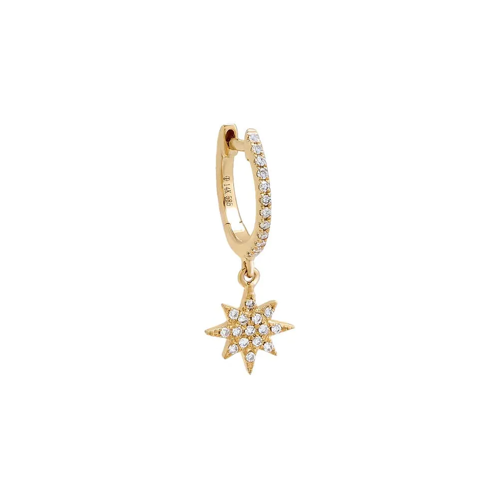 Diamond Pavé Starburst Huggie Earring 14K sold by Adina Eden's product image thumbnail 3