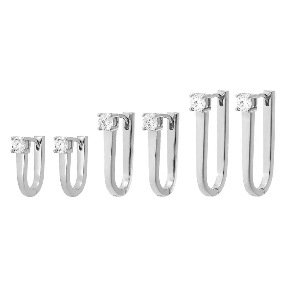 CZ Solitaire Elongated Oval Shape Huggie Earring sold by Adina Eden's product image thumbnail 5