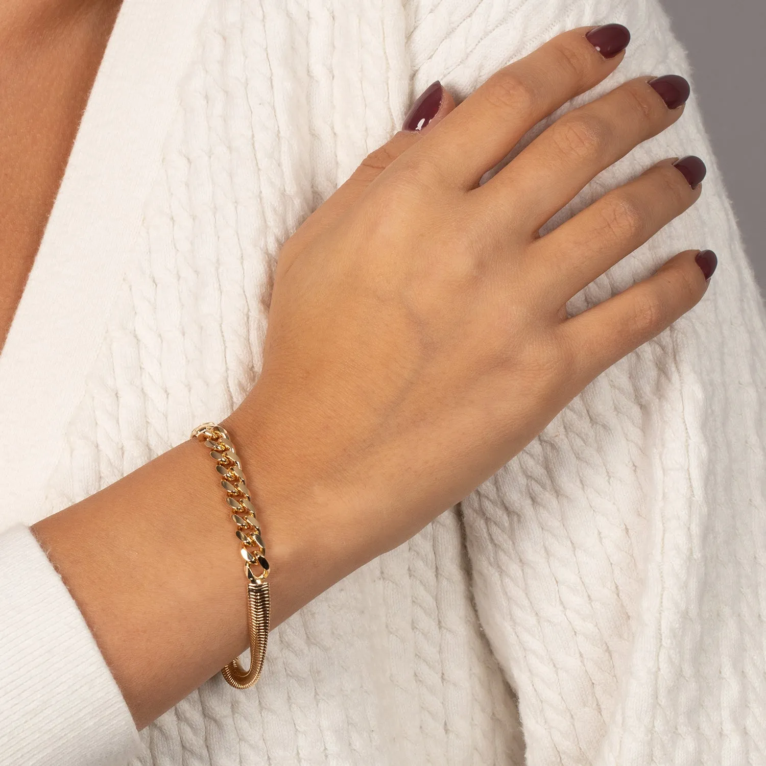 Chunky Vintage Snake X Cuban Chain Bracelet sold by Adina Eden's product image thumbnail 2