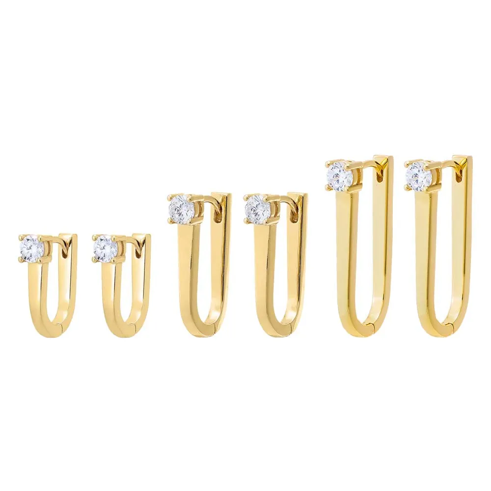 CZ Solitaire Elongated Oval Shape Huggie Earring sold by Adina Eden's product image thumbnail 3