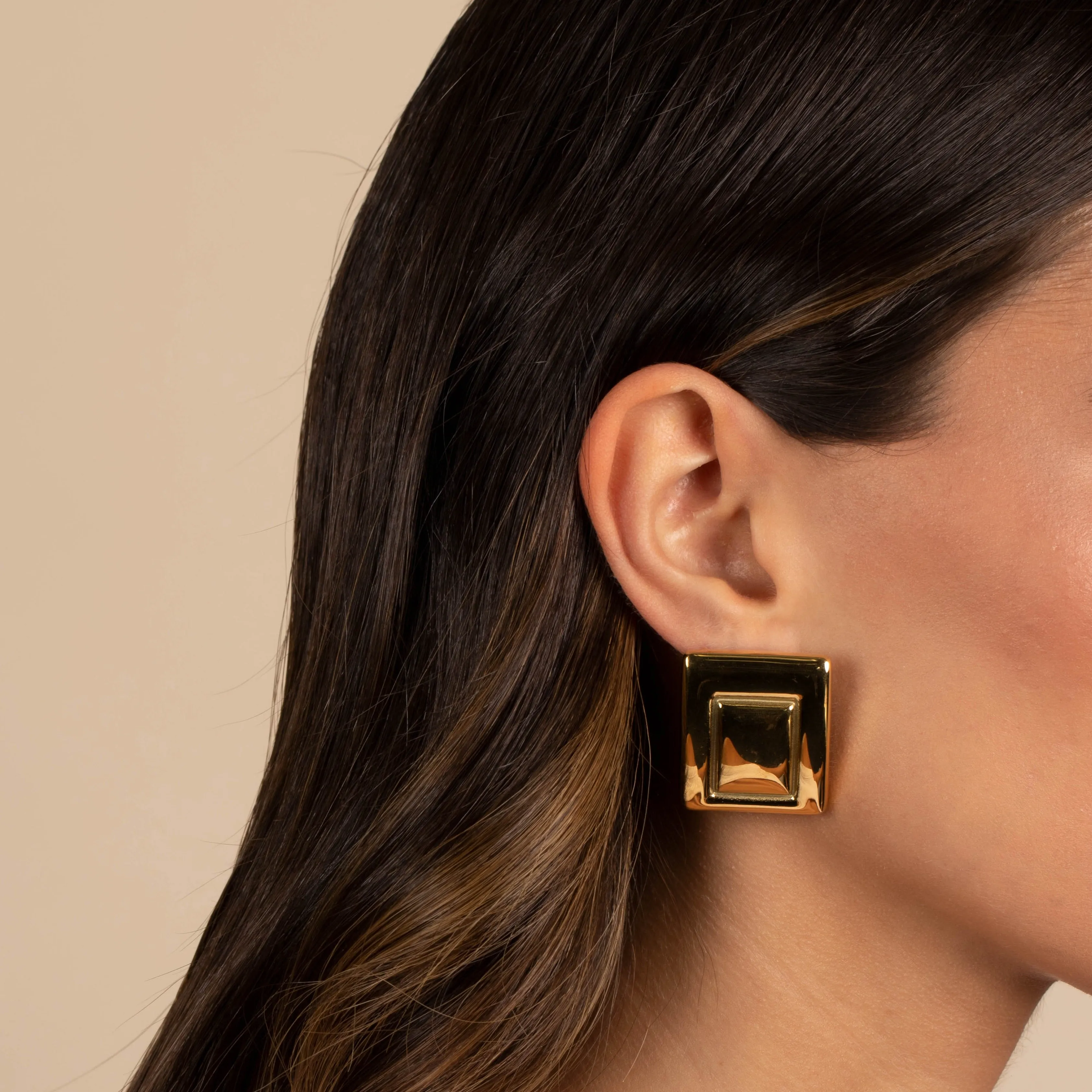 Solid Framed Rectangle Stud Earring sold by Adina Eden's product image thumbnail 4