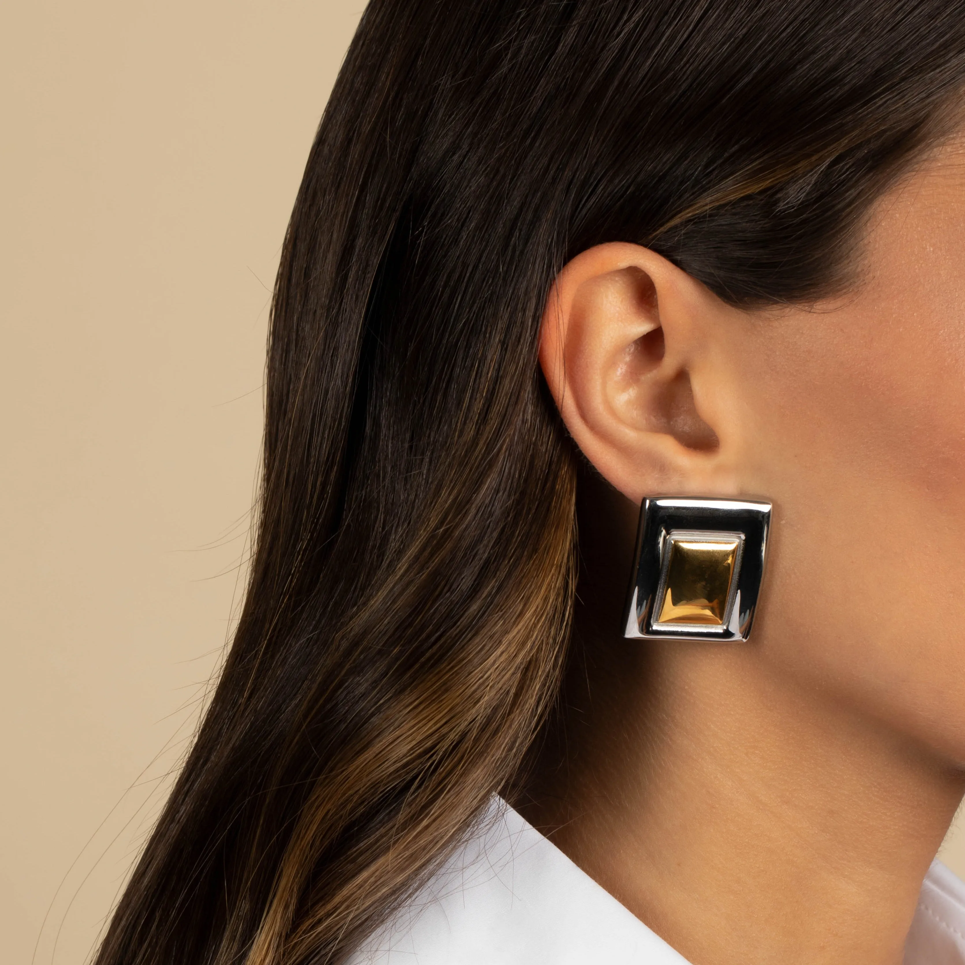 Solid Framed Rectangle Stud Earring sold by Adina Eden's product image thumbnail 3