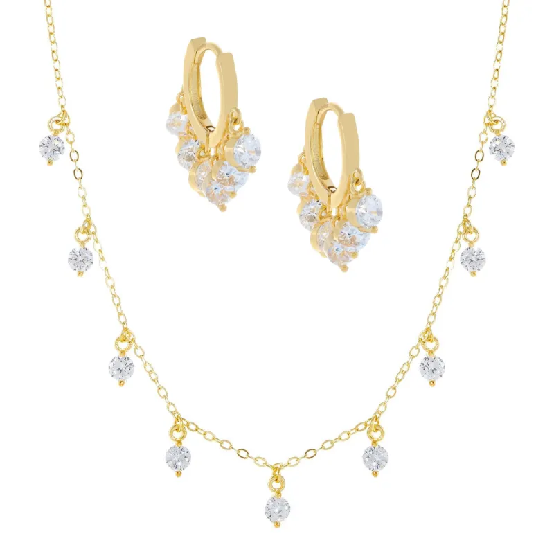 CZ Dangle Earring X Necklace Combo Set sold by Adina Eden's