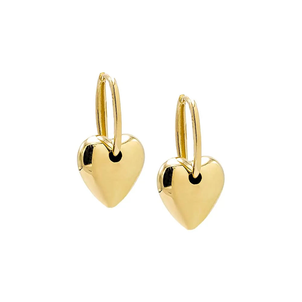 Puffy Heart Oval Huggie Earring 14K sold by Adina Eden's