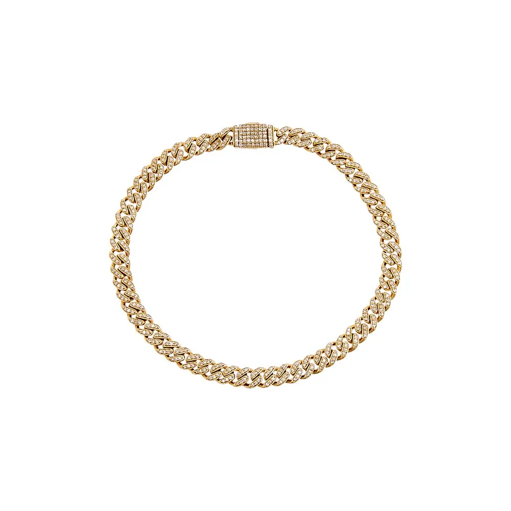 Diamond Pave Cuban Chain Link Bracelet 14K sold by Adina Eden's product image thumbnail 2