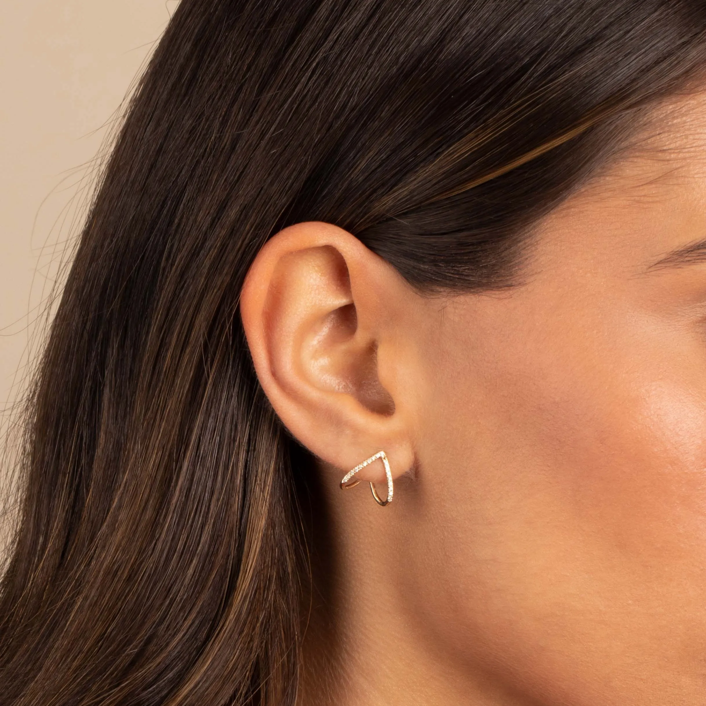 Diamond Pave Double Cage Stud Earring 14K sold by Adina Eden's product image thumbnail 2