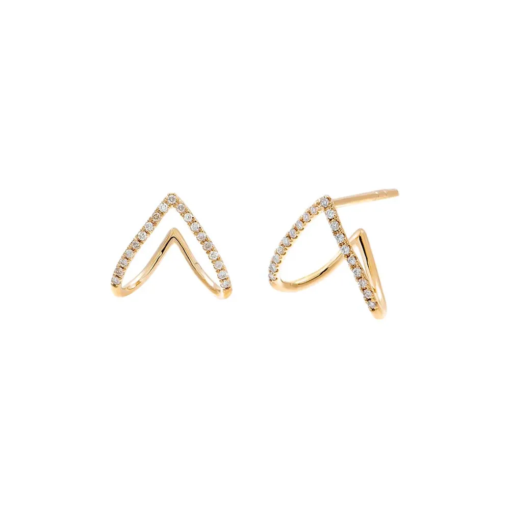 Diamond Pave Double Cage Stud Earring 14K sold by Adina Eden's