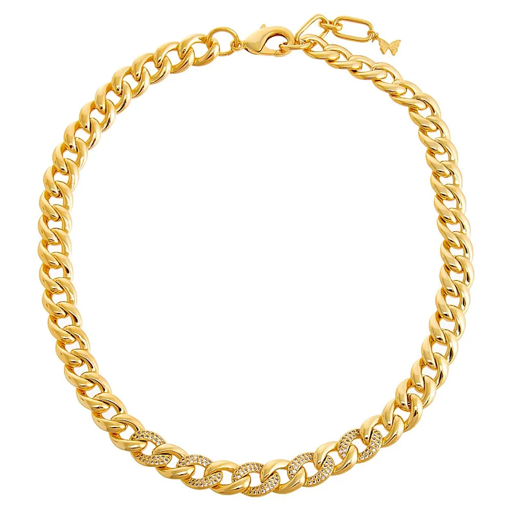 Solid/Pavé Chunky Cuban Link Necklace sold by Adina Eden's product image thumbnail 5