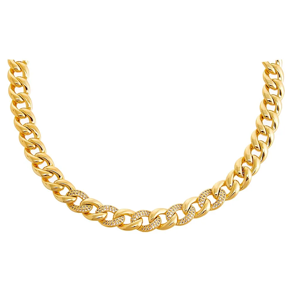 Solid/Pavé Chunky Cuban Link Necklace sold by Adina Eden's