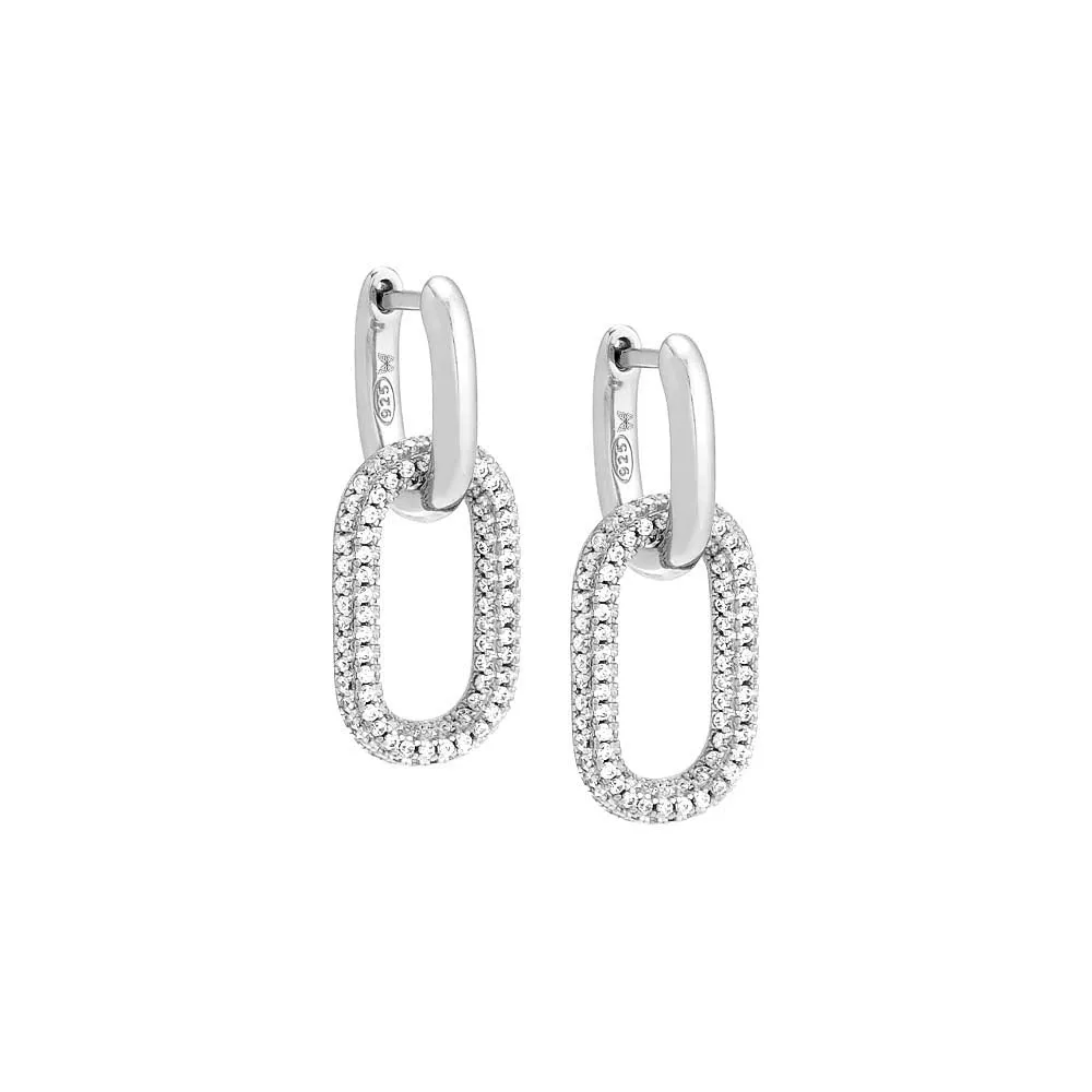 Solid/Pave Open Paperclip Drop Stud Earring sold by Adina Eden's product image thumbnail 2