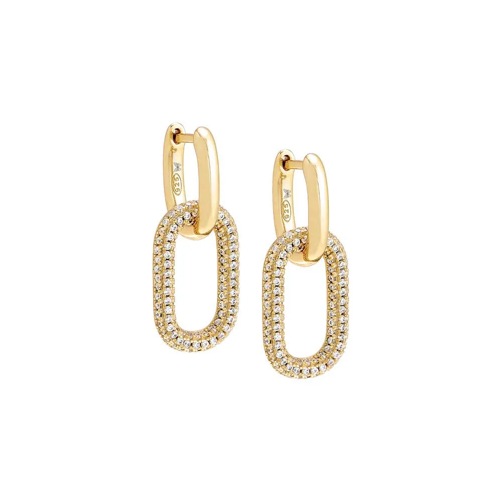 Solid/Pave Open Paperclip Drop Stud Earring sold by Adina Eden's