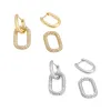 Solid/Pave Open Paperclip Drop Stud Earring sold by Adina Eden's