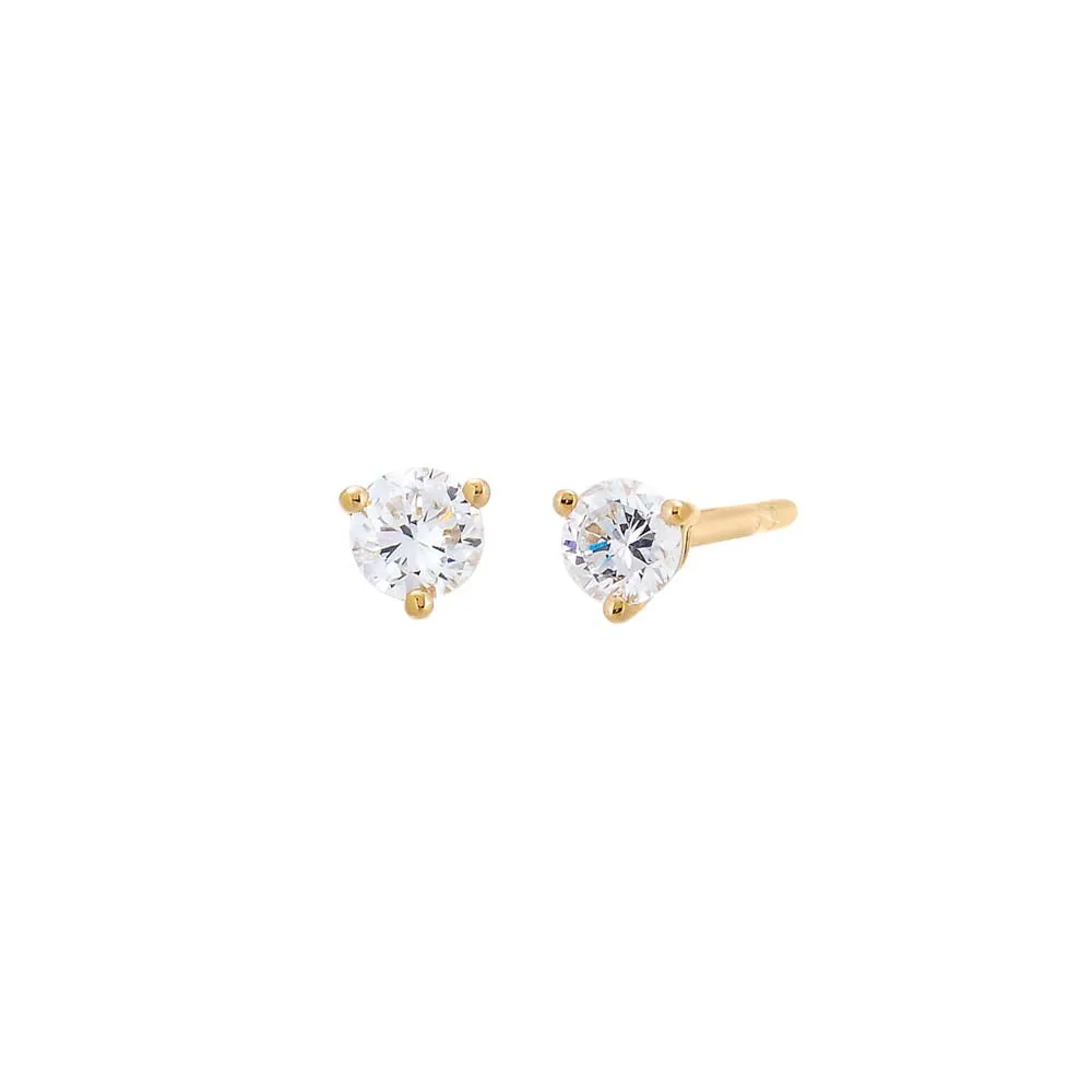 Lab Grown Diamond Solitaire Three Prong Stud Earring 14K sold by Adina Eden's