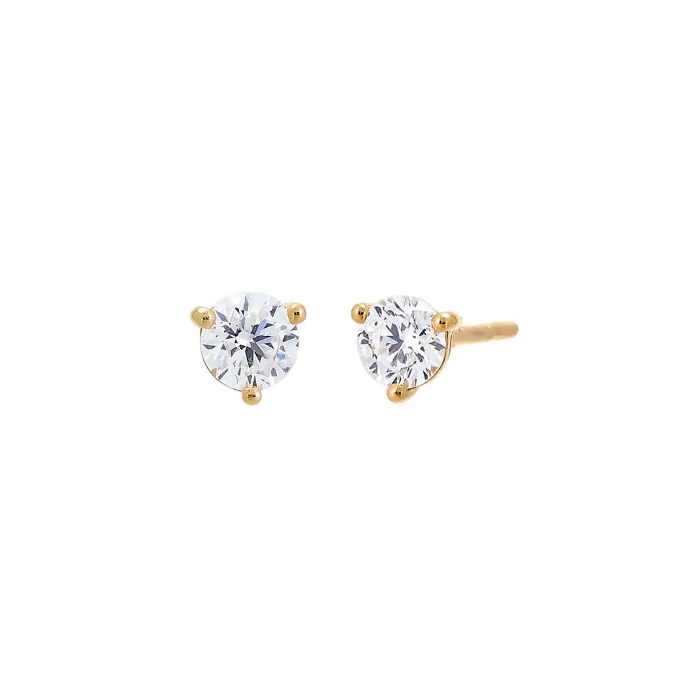 Lab Grown Diamond Solitaire Three Prong Stud Earring 14K sold by Adina Eden's product image thumbnail 5
