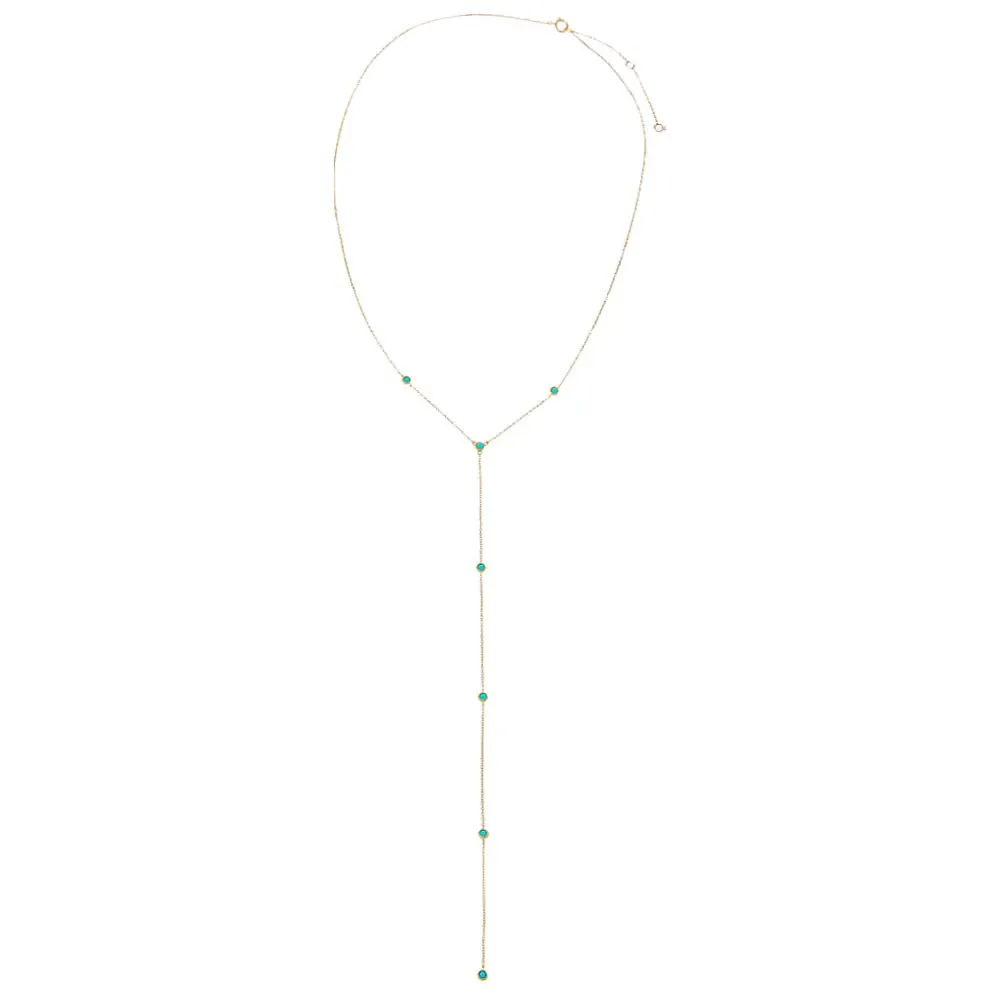 Turquoise Embedded Lariat Necklace 14K sold by Adina Eden's product image thumbnail 3