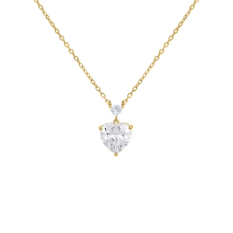 Double Heart CZ Necklace sold by Adina Eden's