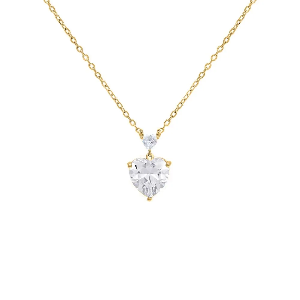 Double Heart CZ Necklace sold by Adina Eden's