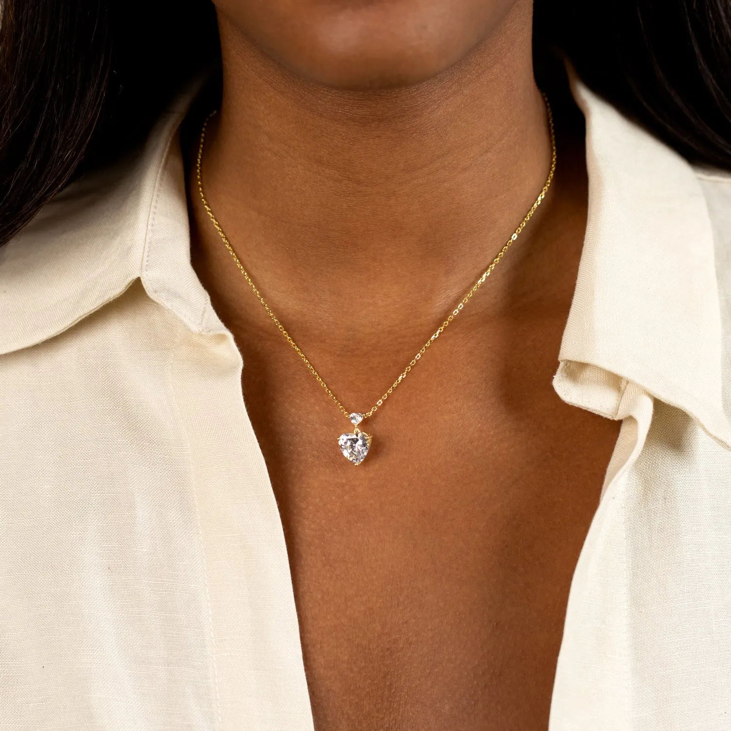 Double Heart CZ Necklace sold by Adina Eden's product image thumbnail 2