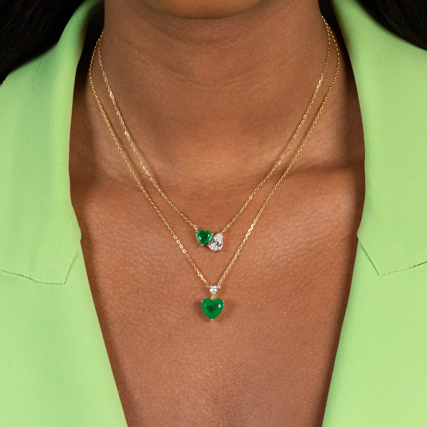 Double Heart CZ Necklace sold by Adina Eden's product image thumbnail 4