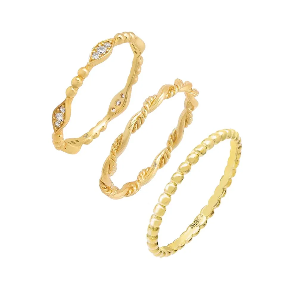 Just A Hint Of Pavé Ring Combo Set sold by Adina Eden's