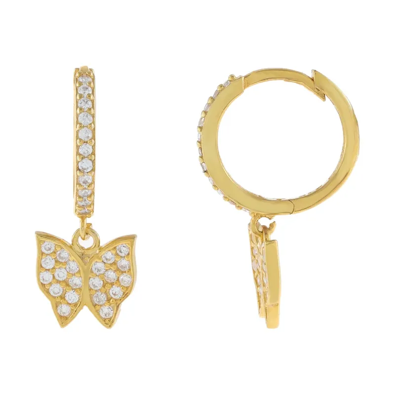 CZ Butterfly Huggie Earring sold by Adina Eden's