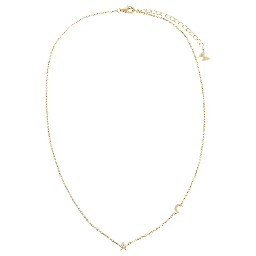 Pavé Star X Moon Necklace sold by Adina Eden's product image thumbnail 3
