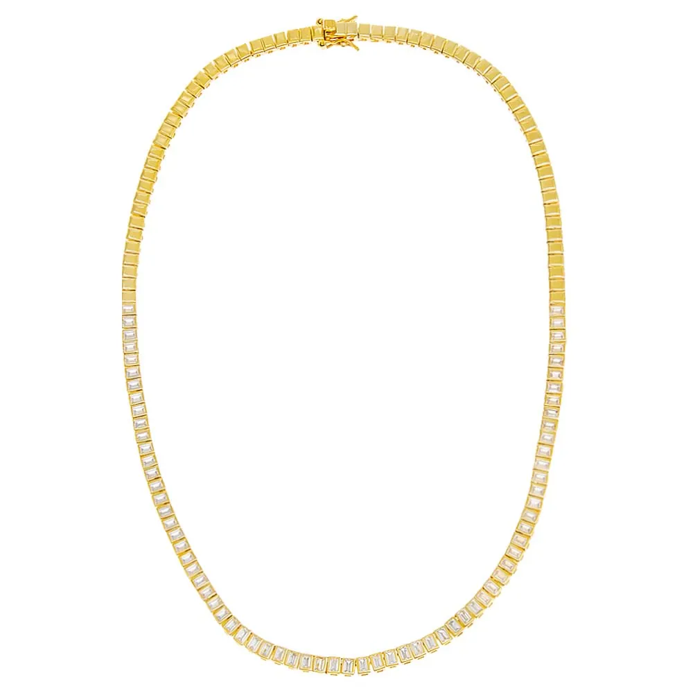 Colored Emerald Bezel-Set Tennis Necklace sold by Adina Eden's product image thumbnail 3