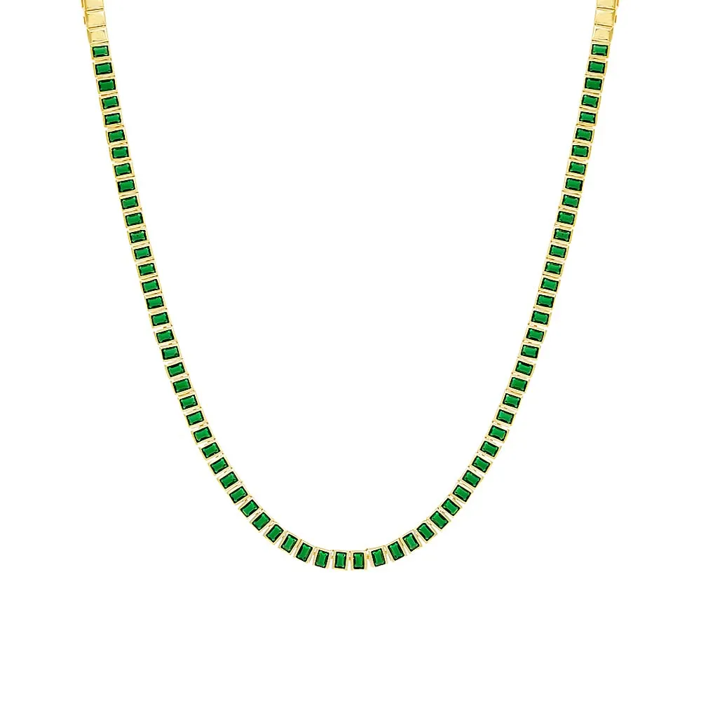 Colored Emerald Bezel-Set Tennis Necklace sold by Adina Eden's product image thumbnail 5