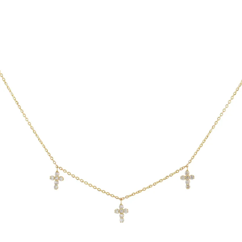 Diamond Multi Cross Necklace 14K sold by Adina Eden's