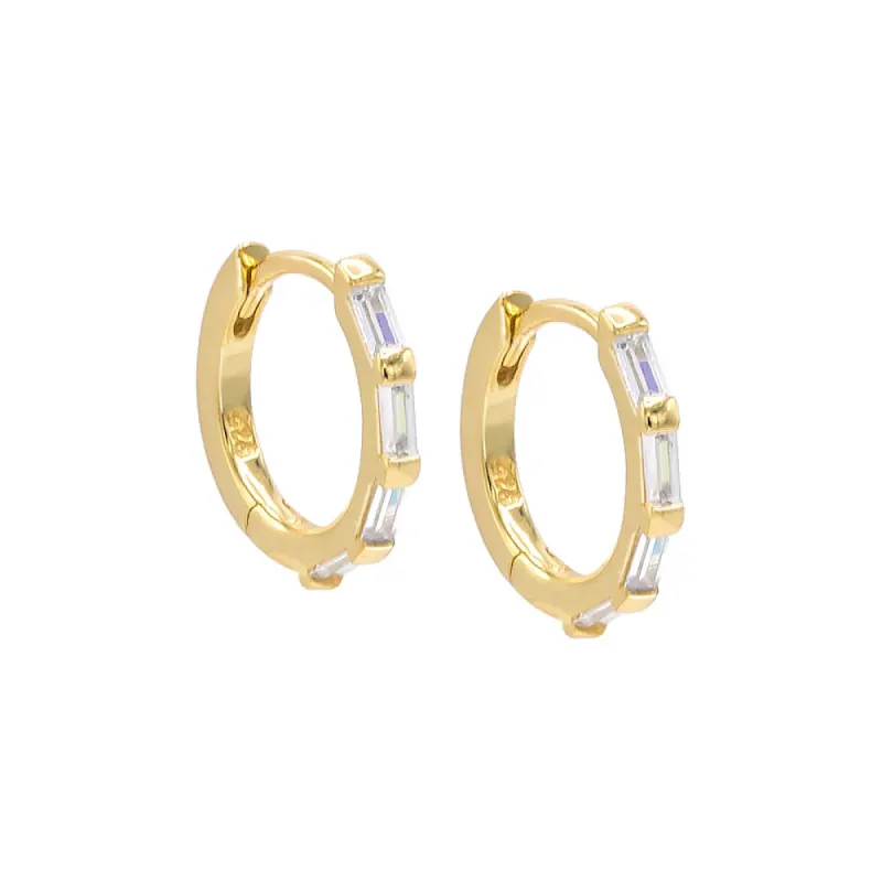 Mini Multi Baguette Huggie Earring sold by Adina Eden's