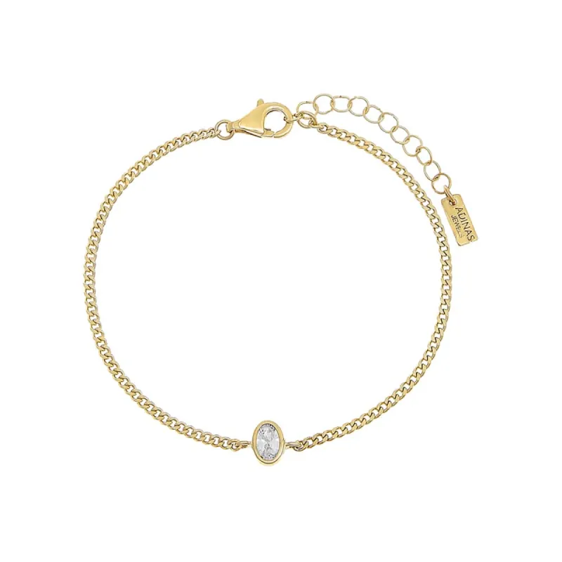 Oval Bezel Cuban Bracelet sold by Adina Eden's