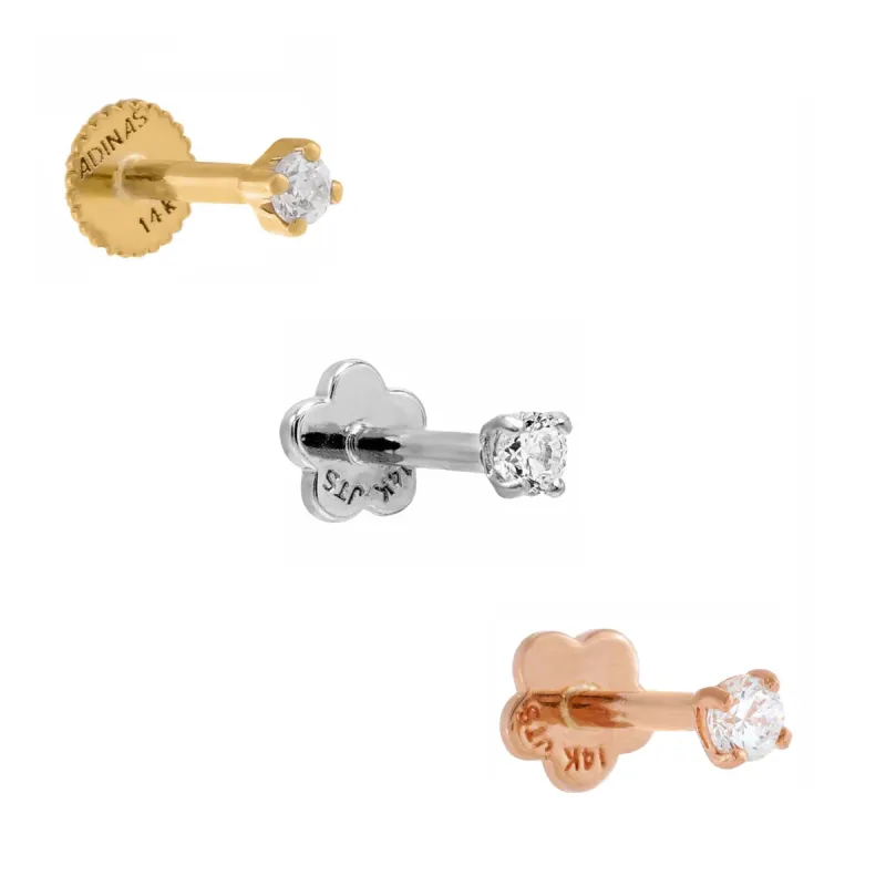 Trio CZ Solitaire Stud Earring Combo Set 14K sold by Adina Eden's