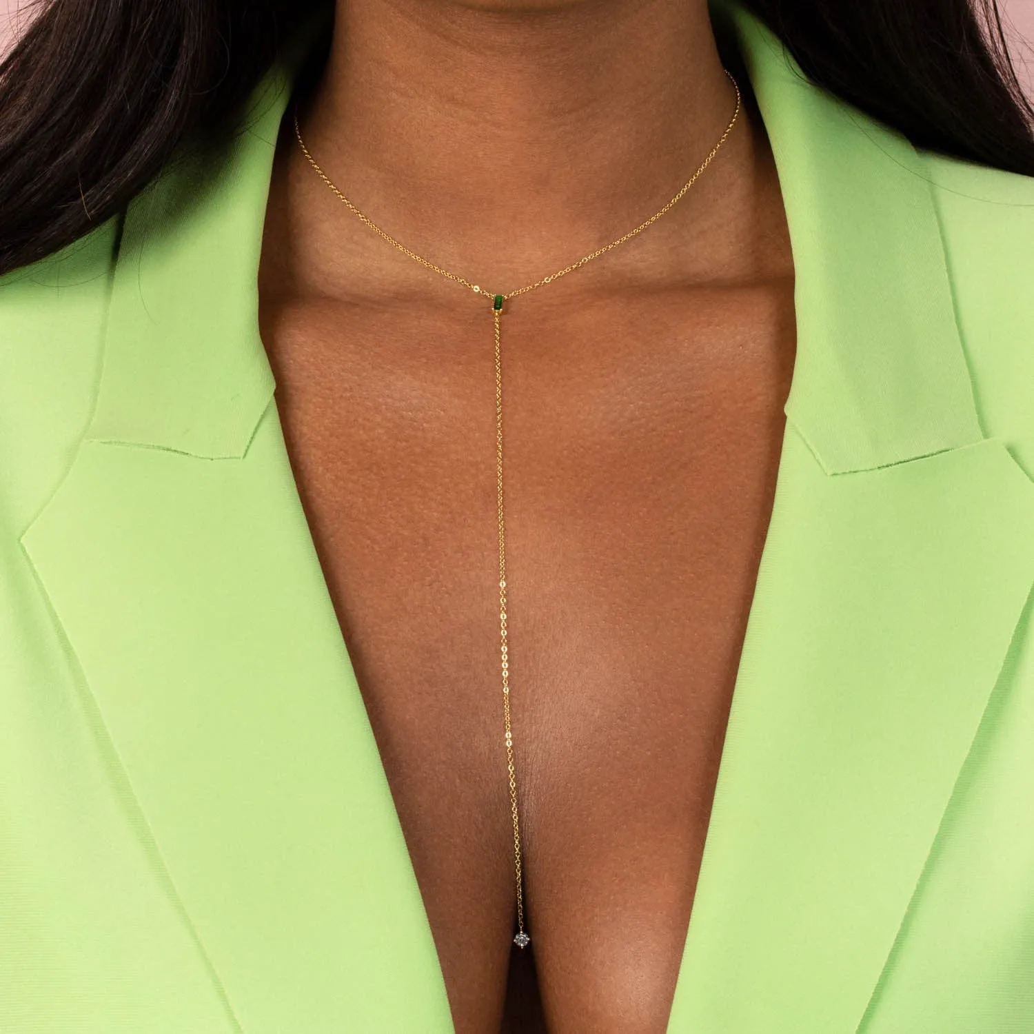 CZ Colored Baguette Lariat sold by Adina Eden's product image thumbnail 2