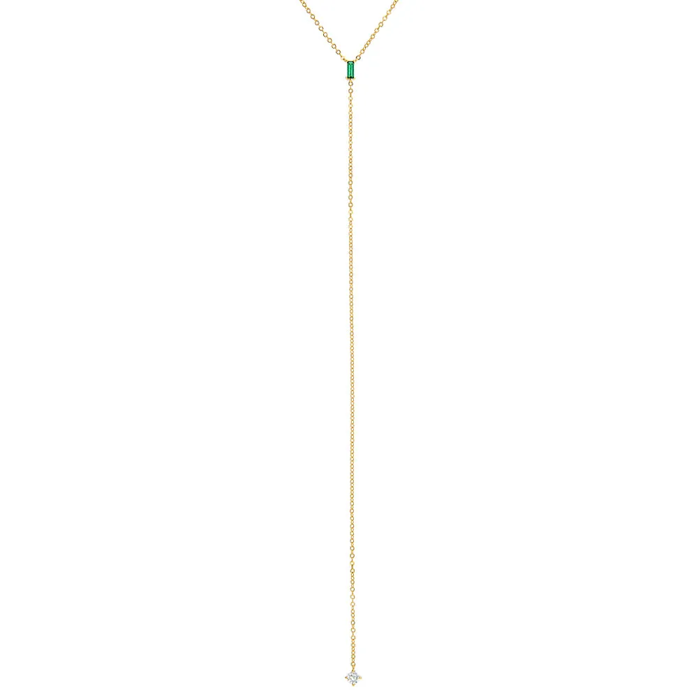 CZ Colored Baguette Lariat sold by Adina Eden's