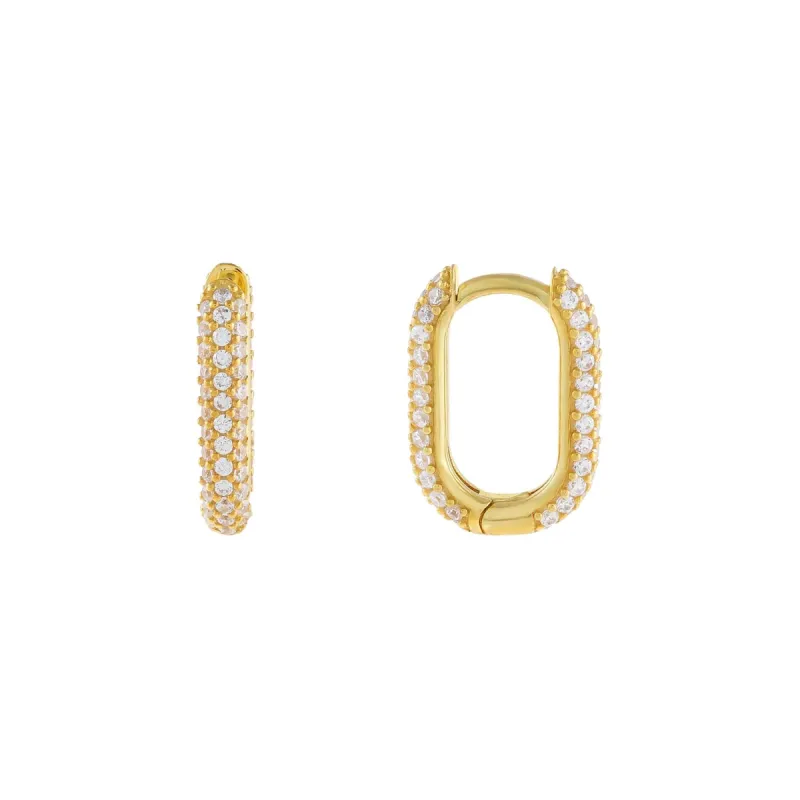 Large Pavé Oval Huggie Earring sold by Adina Eden's