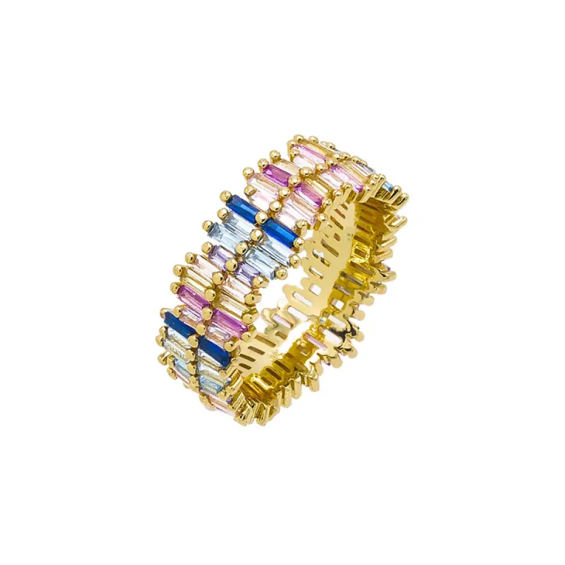 Pastel Double Row Baguette Band Ring sold by Adina Eden's