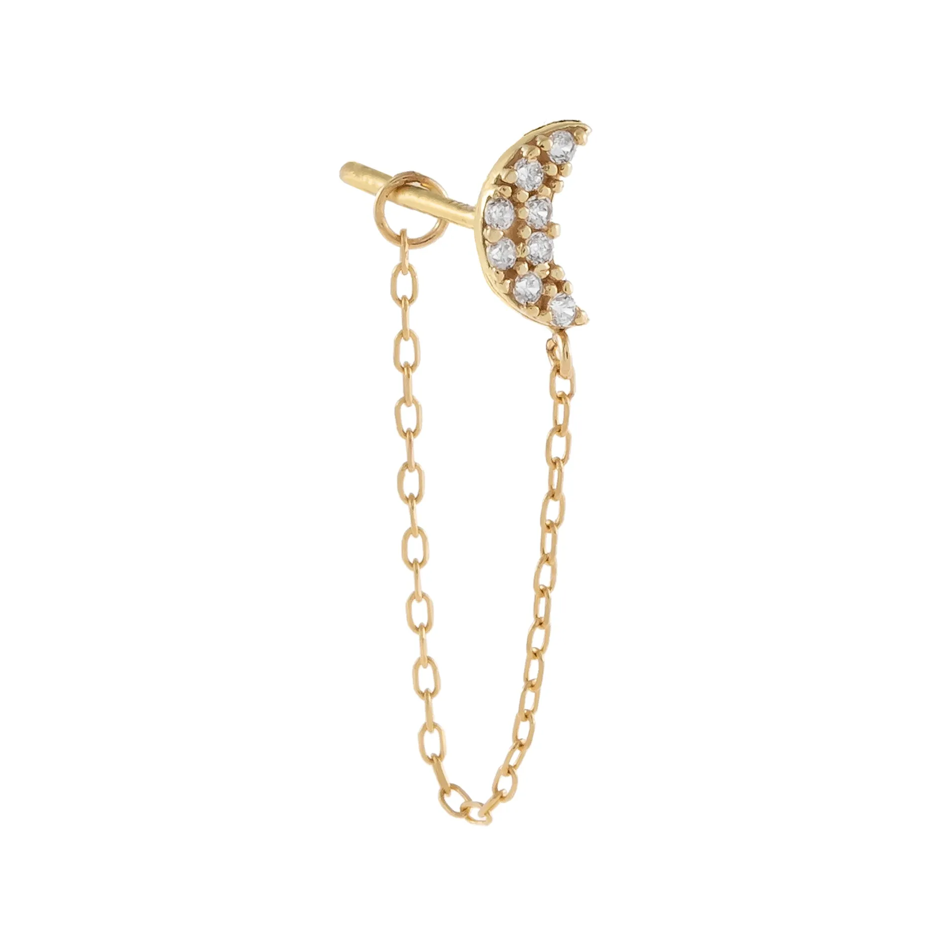 CZ Crescent Chain Stud Earring 14K sold by Adina Eden's