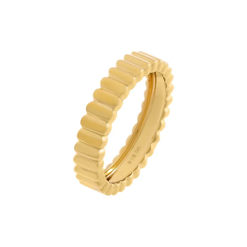 Solid Ribbed Band 14K sold by Adina Eden's