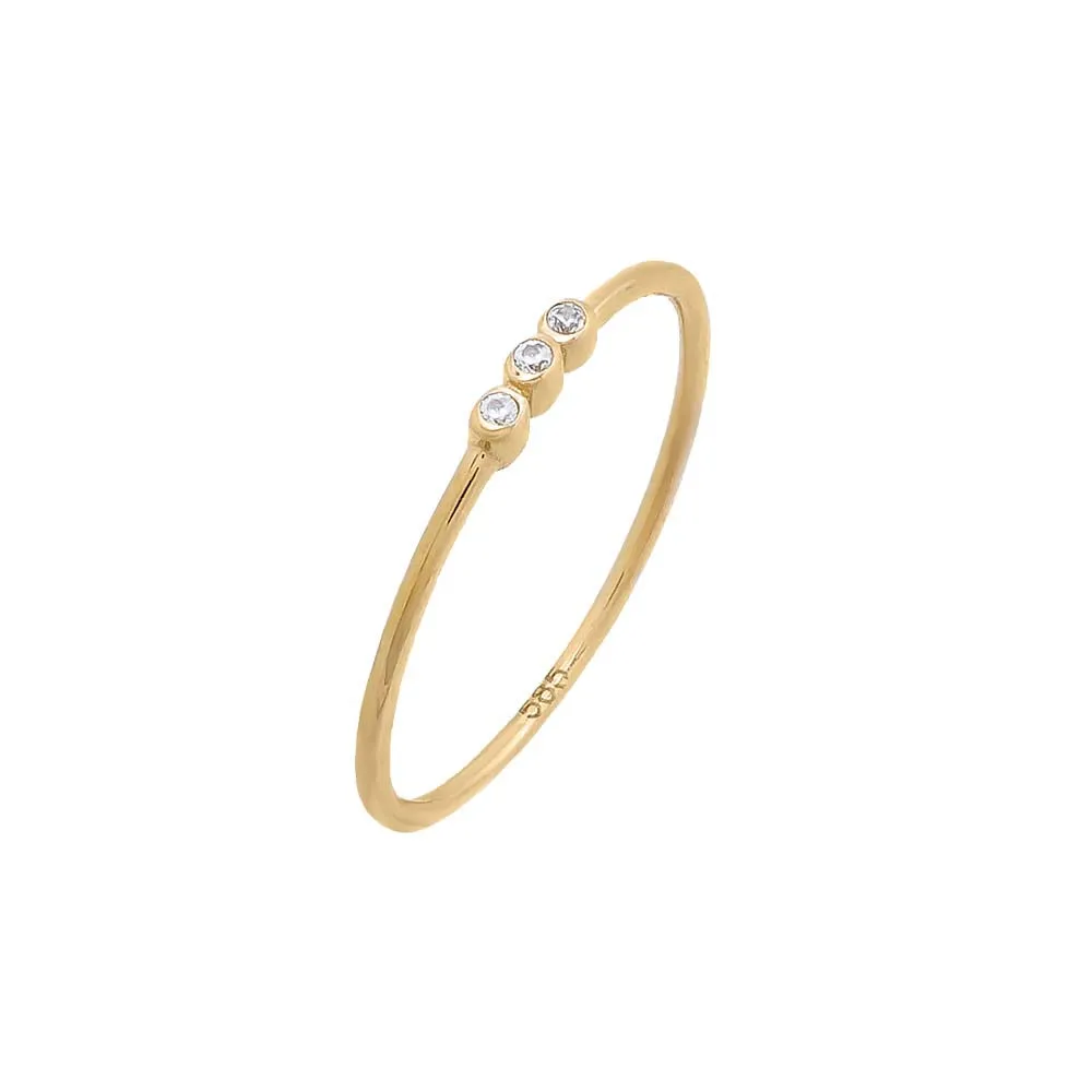 Triple CZ Bezel Ring 14K sold by Adina Eden's