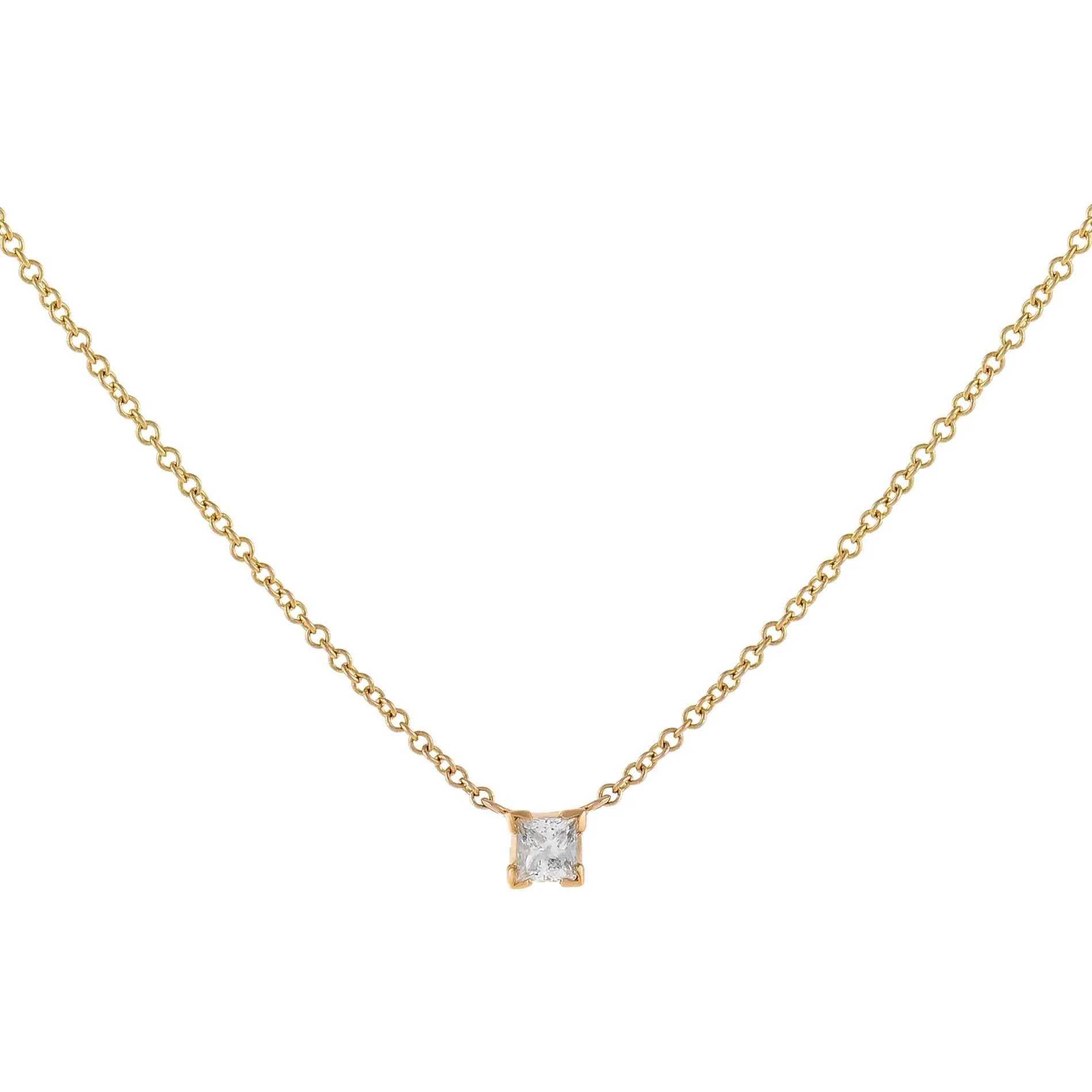 Diamond Tiny Princess Cut Necklace 14K sold by Adina Eden's