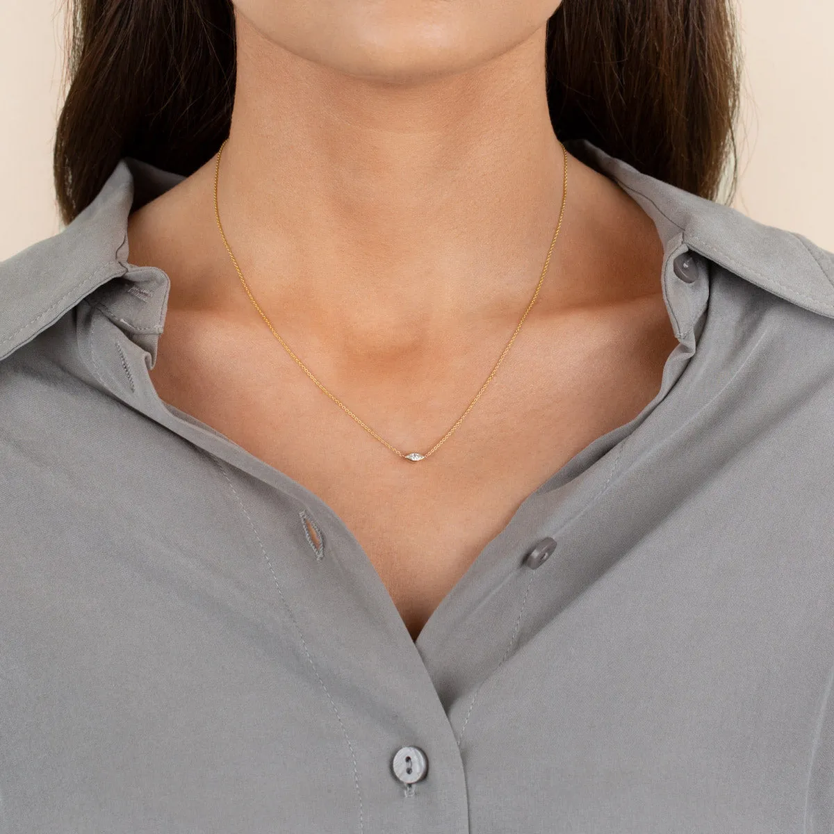 Diamond Bezel Marquise Necklace 14K sold by Adina Eden's product image thumbnail 2