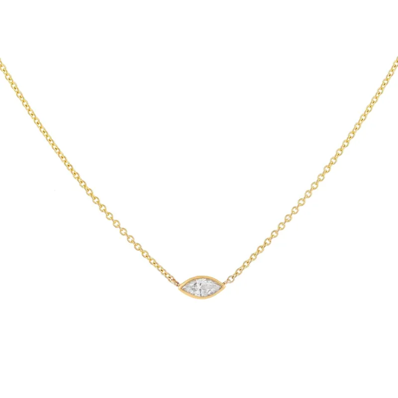 Diamond Bezel Marquise Necklace 14K sold by Adina Eden's
