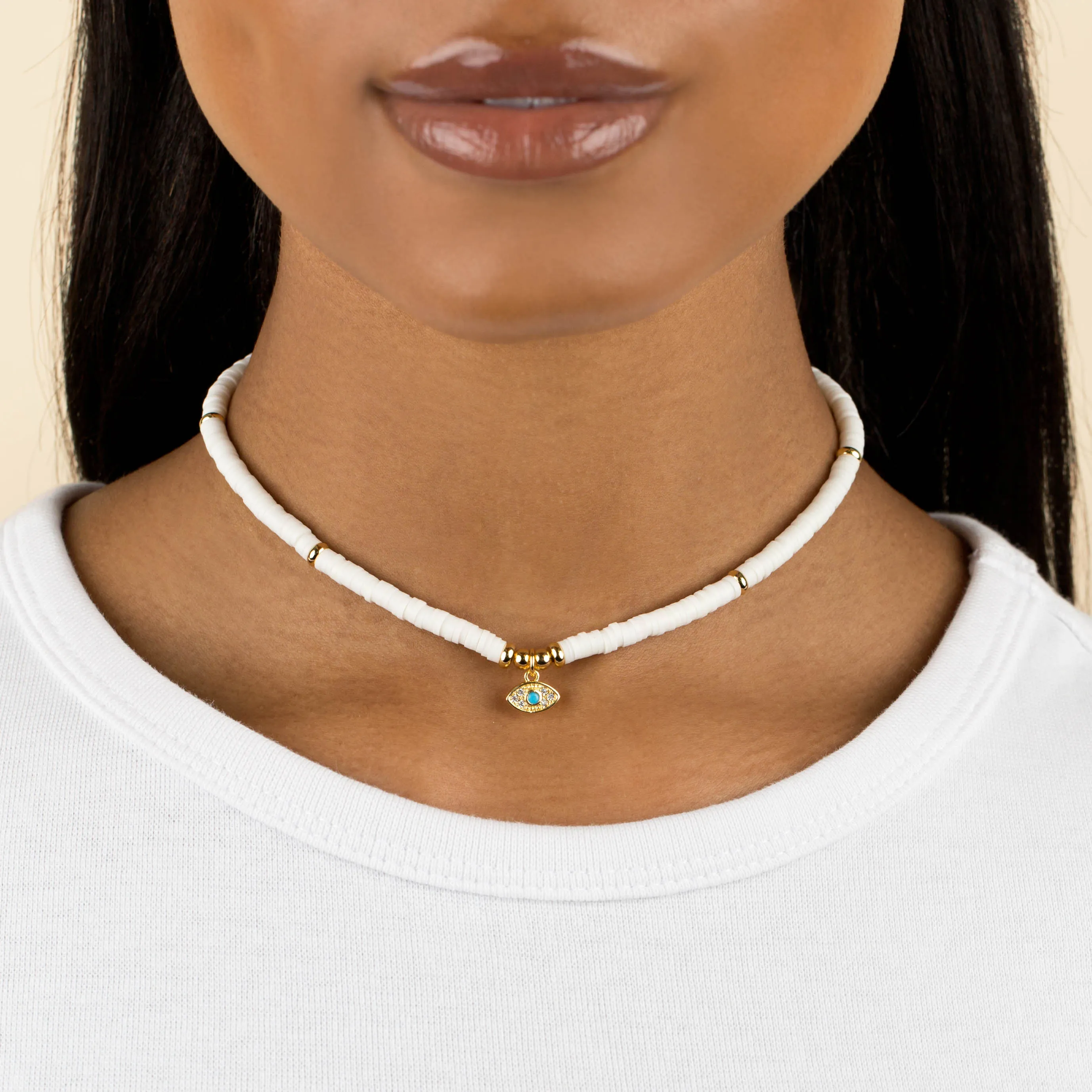 Evil Eye Beaded Necklace sold by Adina Eden's product image thumbnail 2