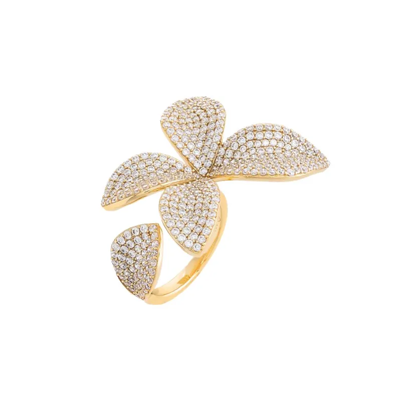 Pavé Fancy Flower Petal Ring sold by Adina Eden's