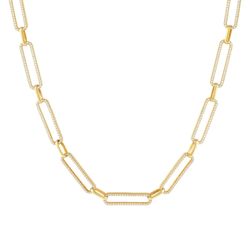 Full Pavé Paperclip Chain Necklace sold by Adina Eden's