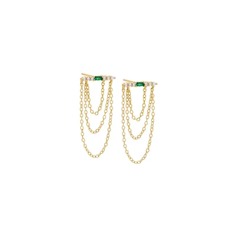 CZ Bar Chain Drop Stud Earring sold by Adina Eden's